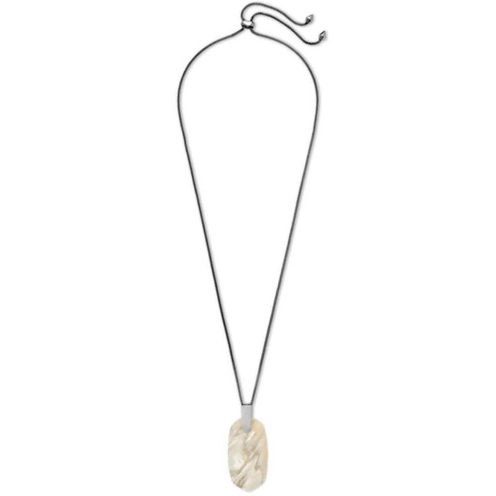Kendra Scott Inez Sliver Tone Adjustable Necklace W Ivory Mother Of Pearl